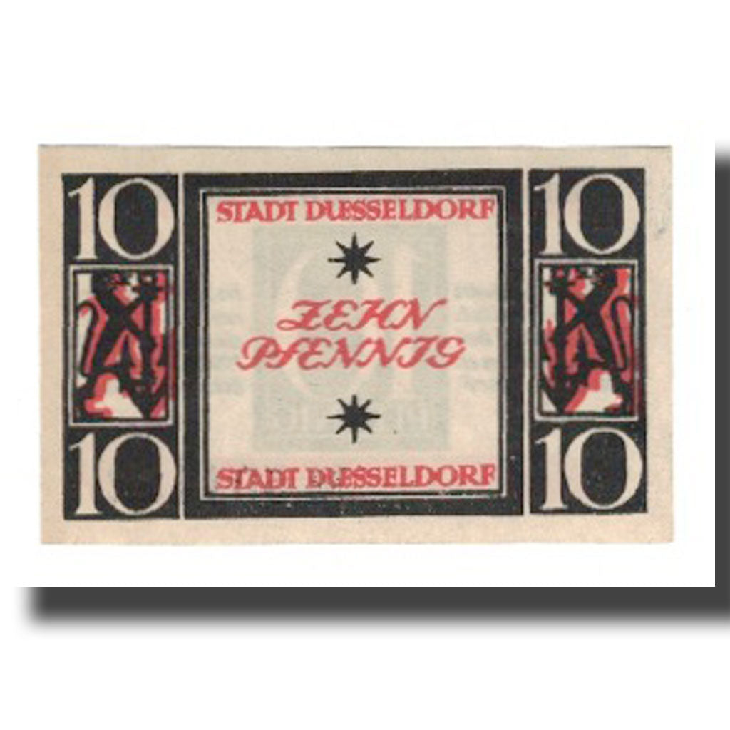 Banknote, Germany, Düsseldorf Stadt, 10 Pfennig, valeur faciale 2, 1921