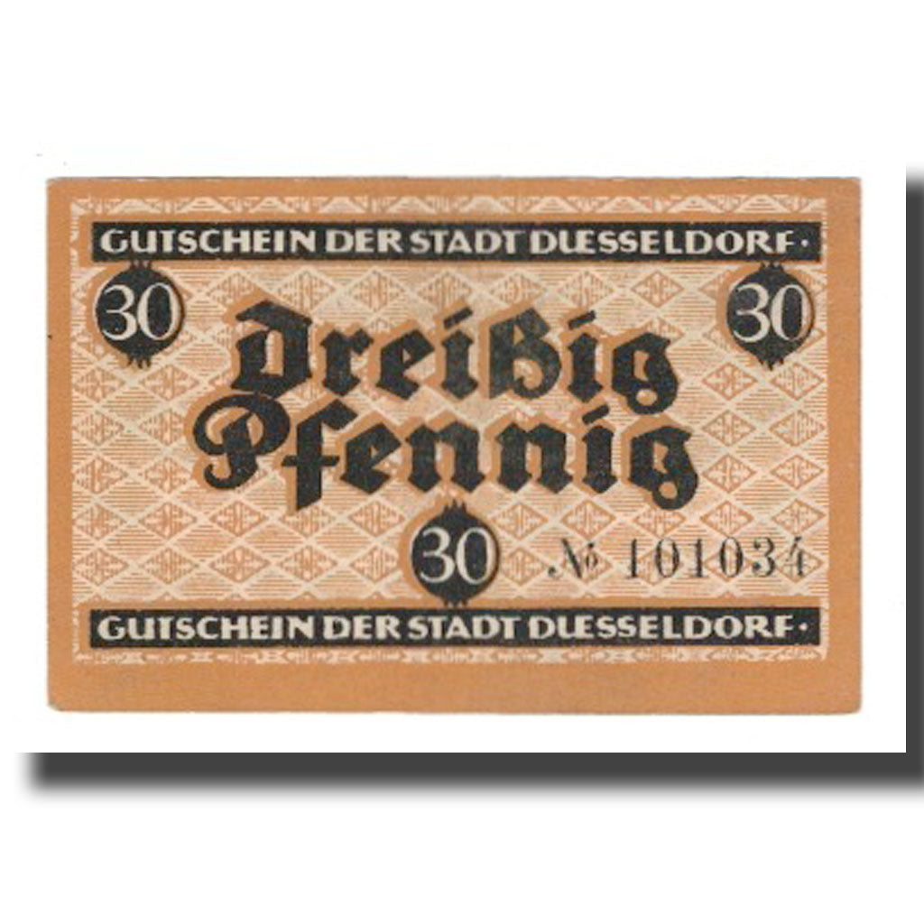 Geldschein, Deutschland, Düsseldorf Stadt, 30 Pfennig, valeur faciale, 1921