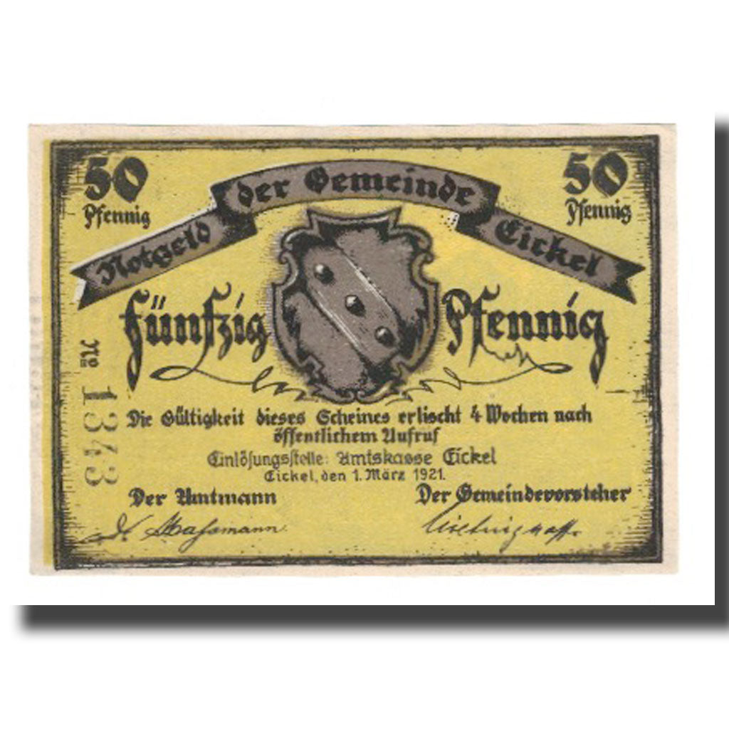 Geldschein, Deutschland, Eickel Gemeinde, 50 Pfennig, Batiment, 1921