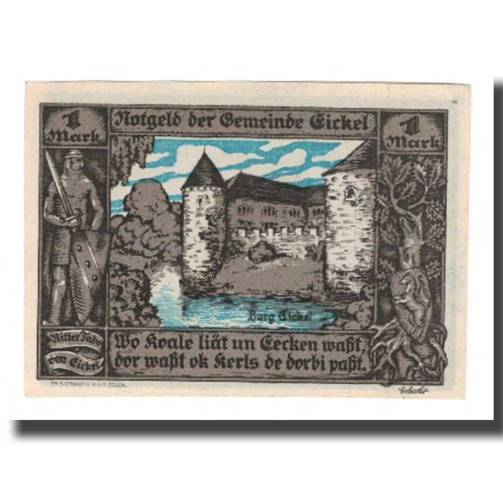 Nota, Alemanha, Eickel Gemeinde, 1 Mark, Batiment, 1921, 1921-03-01, AU(55-58)