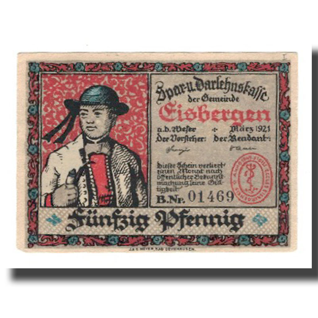 Billete, Alemania, Eisbergen a.W. Spar und Darlehenskasse der Gemeinde, 50