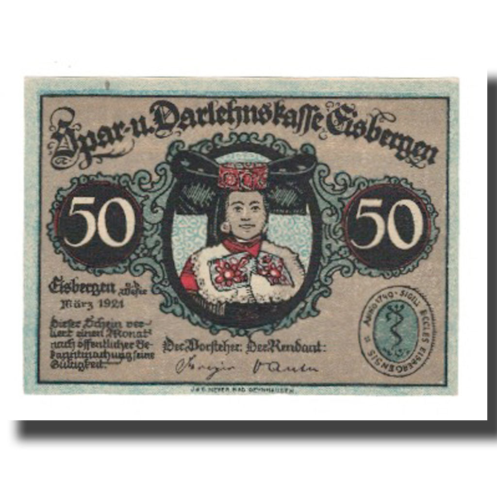 Billete, Alemania, Eisbergen a.W. Spar und Darlehenskasse der Gemeinde, 50