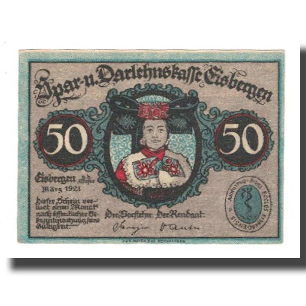 Billet, Allemagne, Eisbergen a.W. Spar und Darlehenskasse der Gemeinde, 50