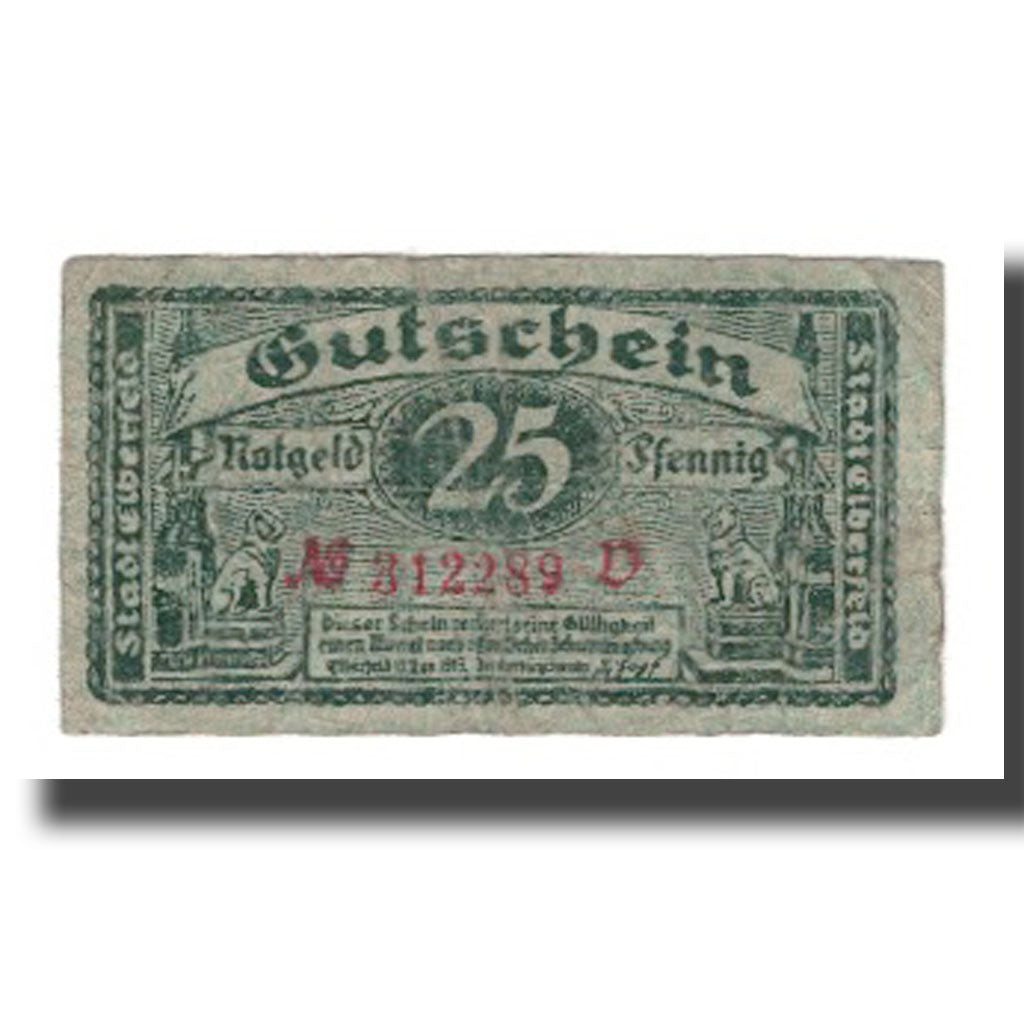Banknote, Germany, Elberfeld Stadt, 25 Pfennig, Blason 1, 1919, 1919-11-15
