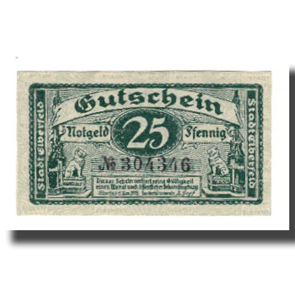 Billet, Allemagne, Elberfeld Stadt, 25 Pfennig, Blason 2, 1919, 1919-11-15, SUP