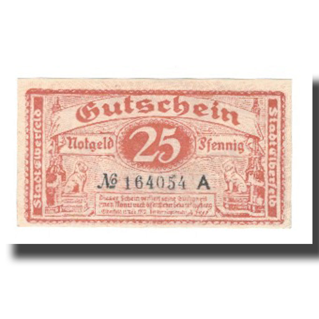 Billet, Allemagne, Elberfeld Stadt, 25 Pfennig, Blason 2, 1919, 1919-11-15, SUP