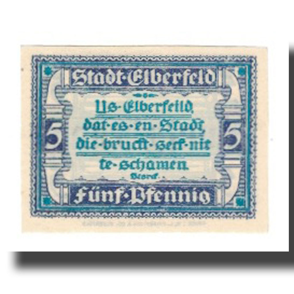 Billet, Allemagne, Elberfeld Stadt, 5 Pfennig, Texte, 1920, 1920-03-10, SUP