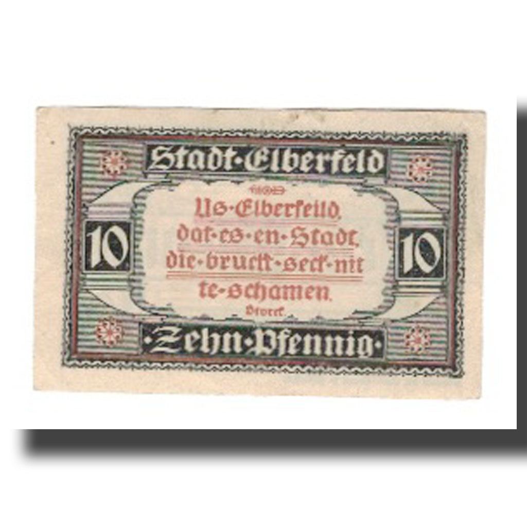 Billete, Alemania, Elberfeld Stadt, 10 Pfennig, texte 1, 1920, 1920-03-10, EBC