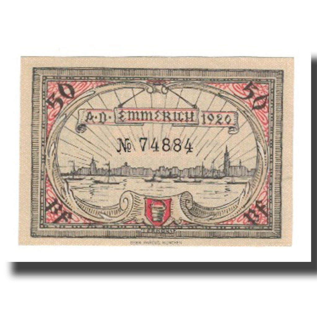 Banknote, Germany, Emmerich Stadt, 50 Pfennig, paysage 1, 1920, 1920-12-01