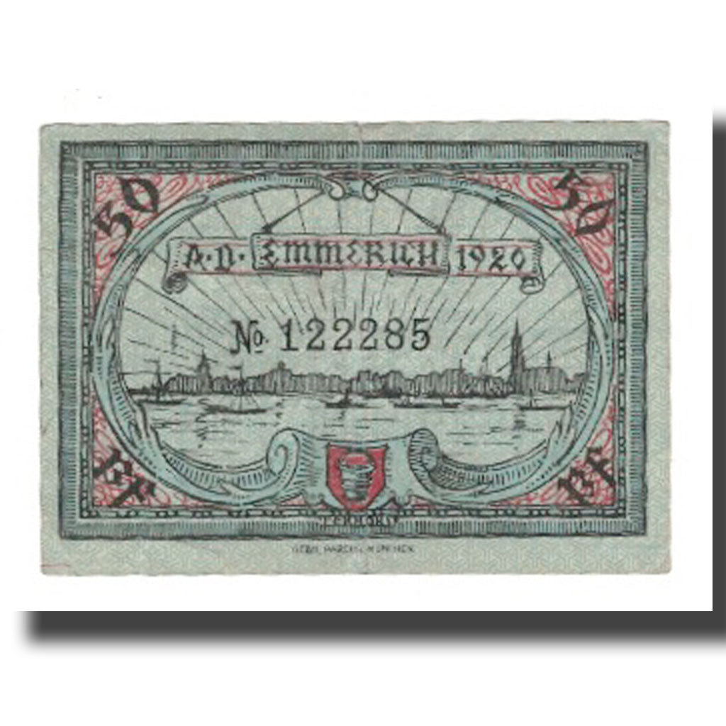 Banknot, Niemcy, Emmerich Stadt, 50 Pfennig, paysage, 1920, 1920-12-01