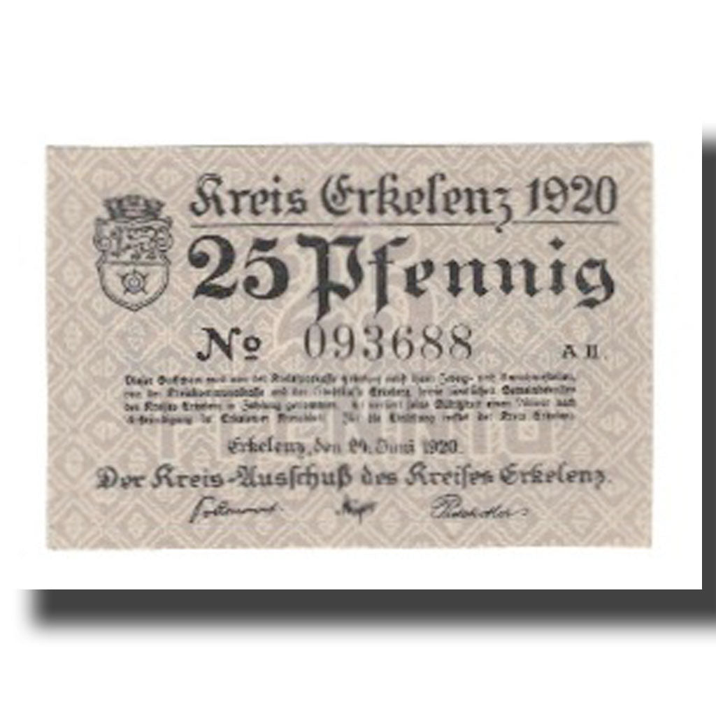 Banknote, Germany, Erkelenz Kreis, 25 Pfennig, valeur faciale, 1920, 1920-06-24