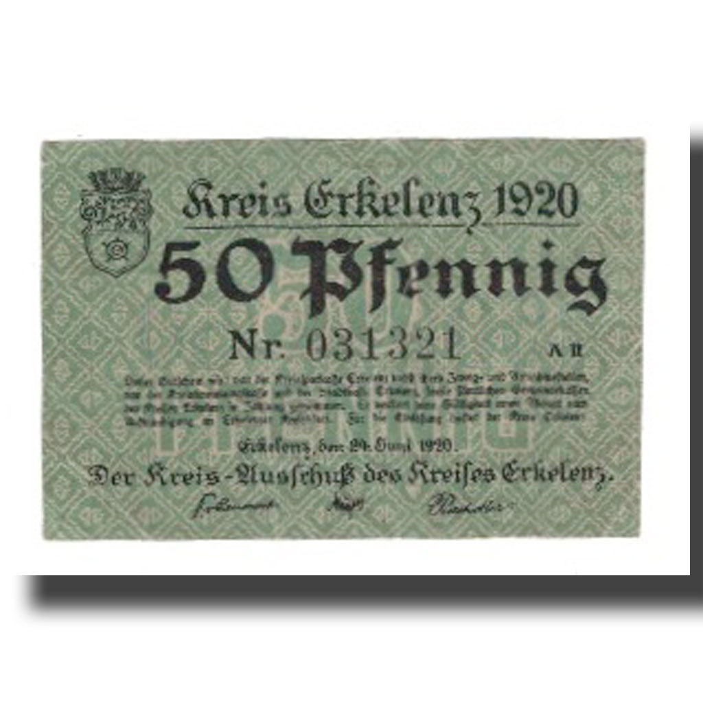 Billet, Allemagne, Erkelenz Kreis, 50 Pfennig, valeur faciale 1, 1920