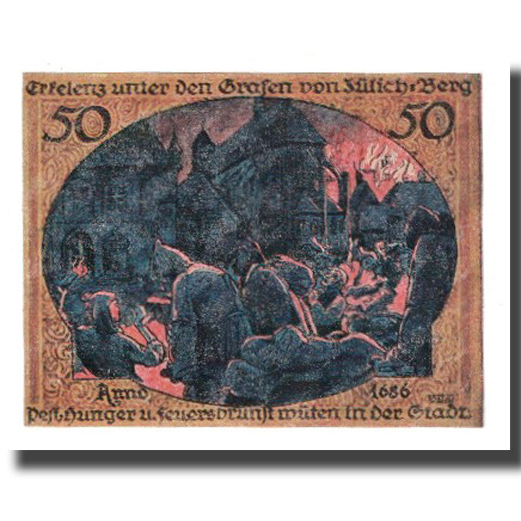 Banknote, Germany, Erkelenz Stadt, 50 Pfennig, personnage, 1921, 1921-08-22