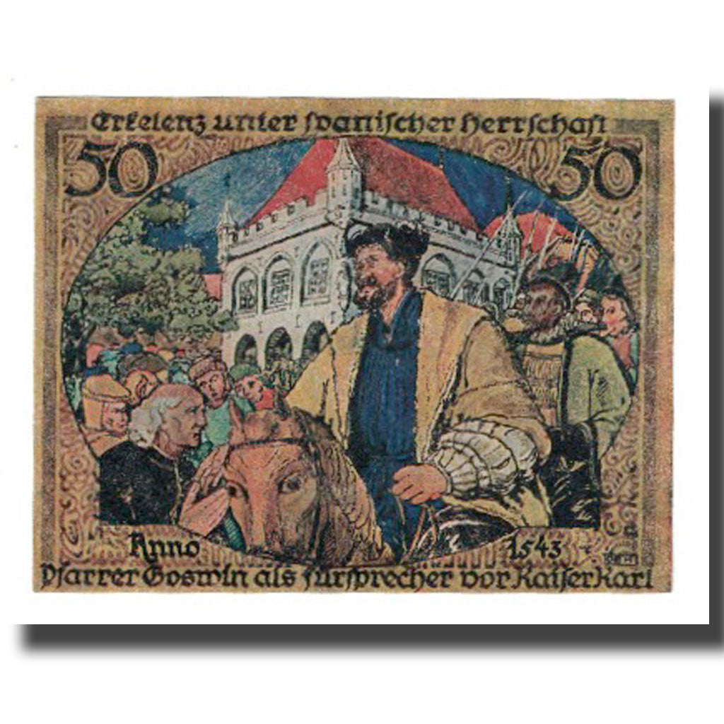 Geldschein, Deutschland, Erkelenz Stadt, 50 Pfennig, personnage 1, 1921