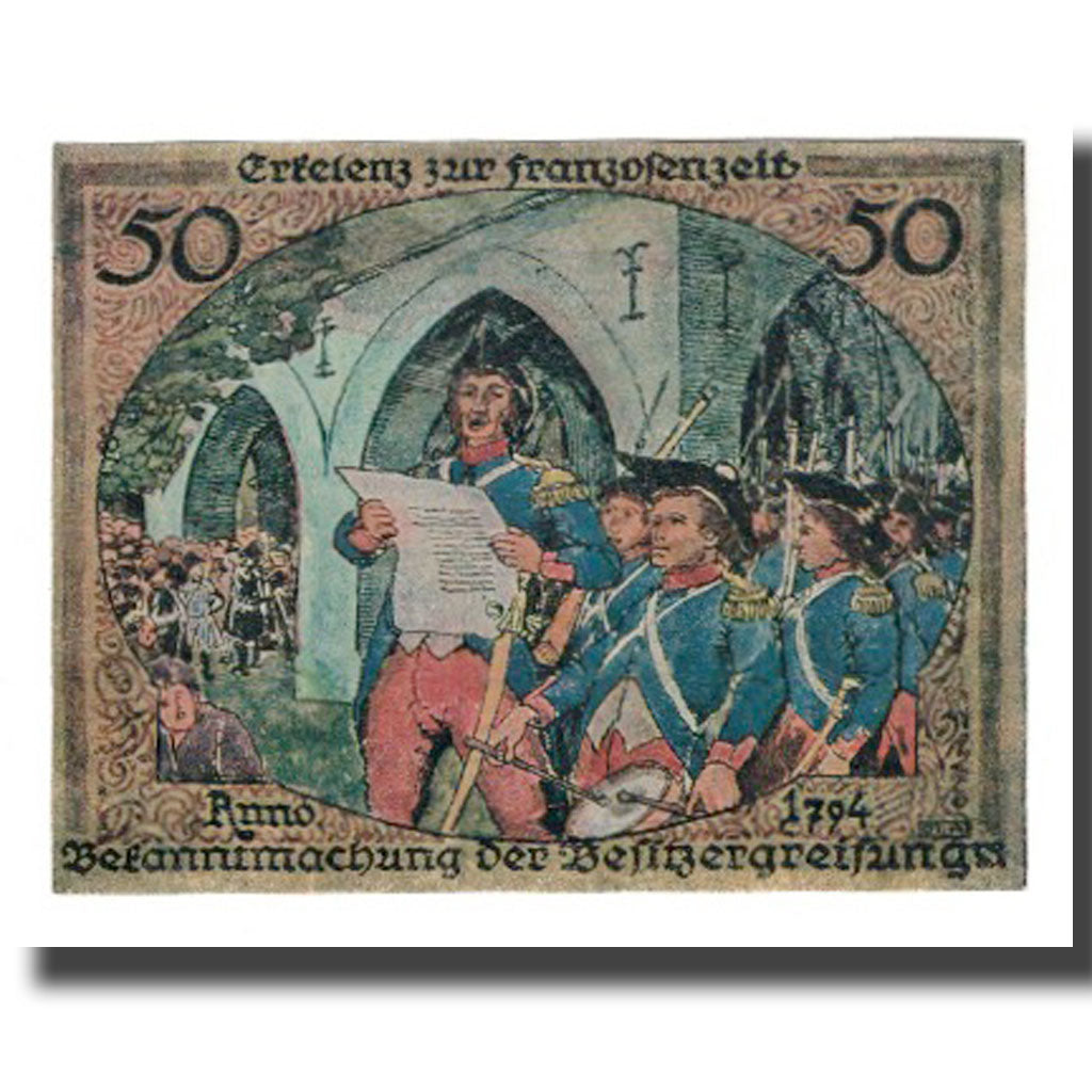 Banknote, Germany, Erkelenz Stadt, 50 Pfennig, personnage 2, 1921, 1921-08-22