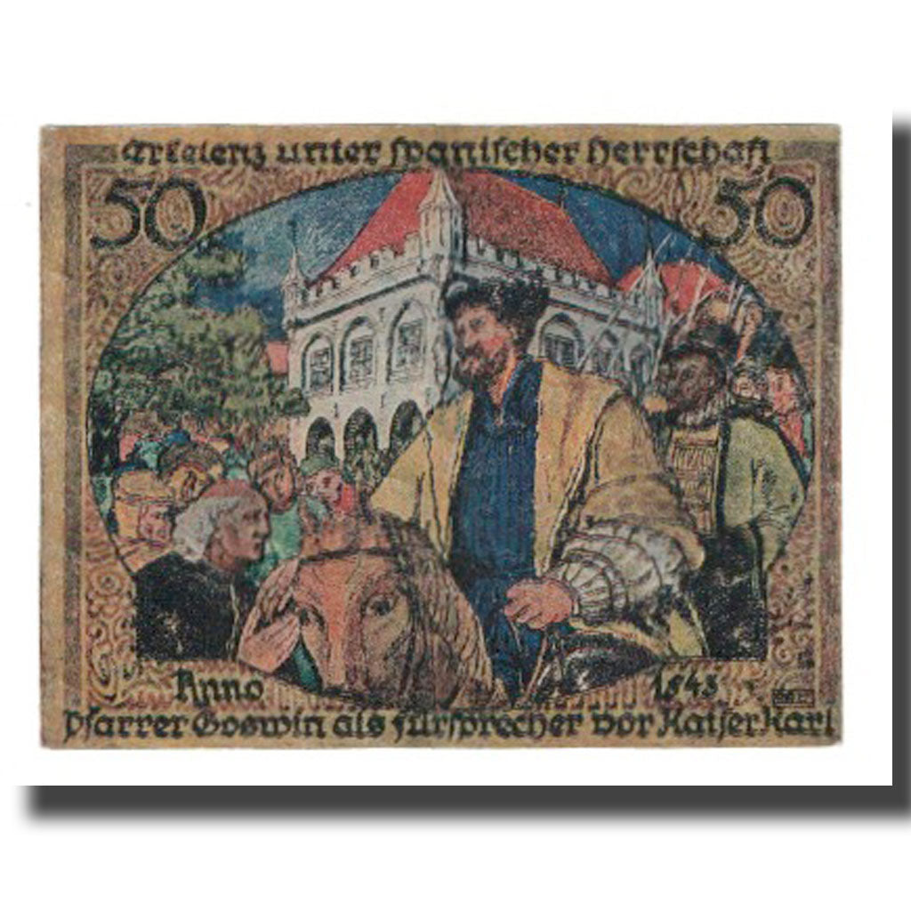 Banknote, Germany, Erkelenz Stadt, 50 Pfennig, personnage 4, 1921, 1921-08-22
