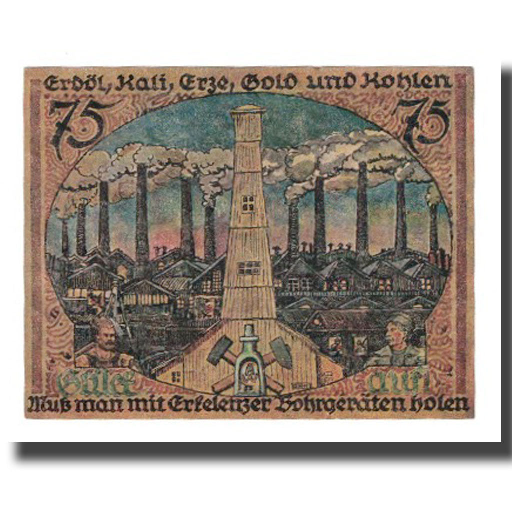 Banknot, Niemcy, Erkelenz Stadt, 75 Pfennig, Usine 1, 1921, 1921-08-22