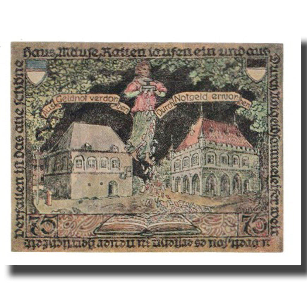 Billet, Allemagne, Erkelenz Stadt, 75 Pfennig, personnage, 1921, 1921-08-22