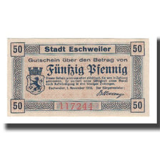 Banconote, Germania, Eschweiler Stadt, 50 Pfennig, texte 1, 1918, 1918-11-01