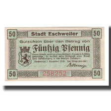 Banconote, Germania, Eschweiler Stadt, 50 Pfennig, Texte, 1918, 1918-11-01