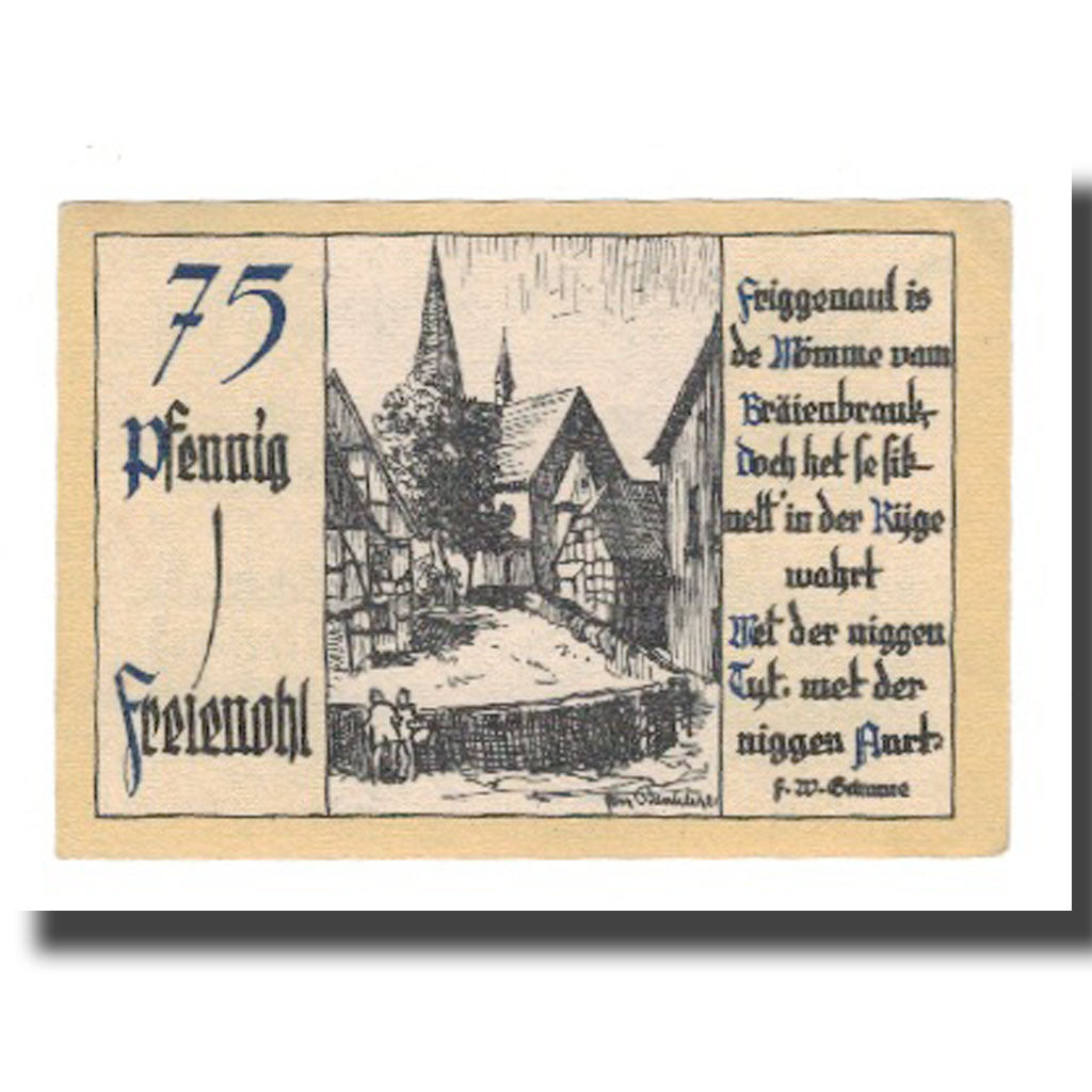 Banknote, Germany, Freienohl im Sauerland Freiheit, 75 Pfennig, village
