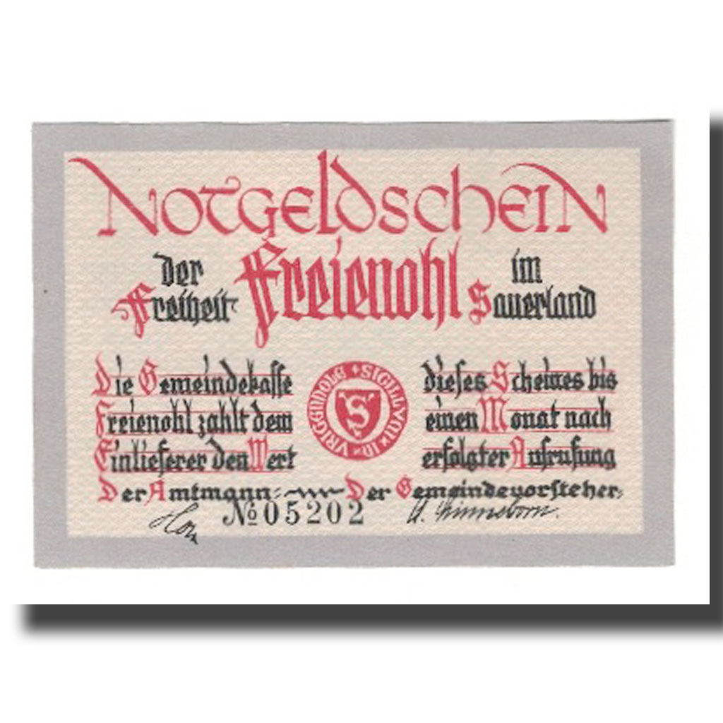 Banknote, Germany, Freienohl im Sauerland Freiheit, 25 Pfennig, paysage