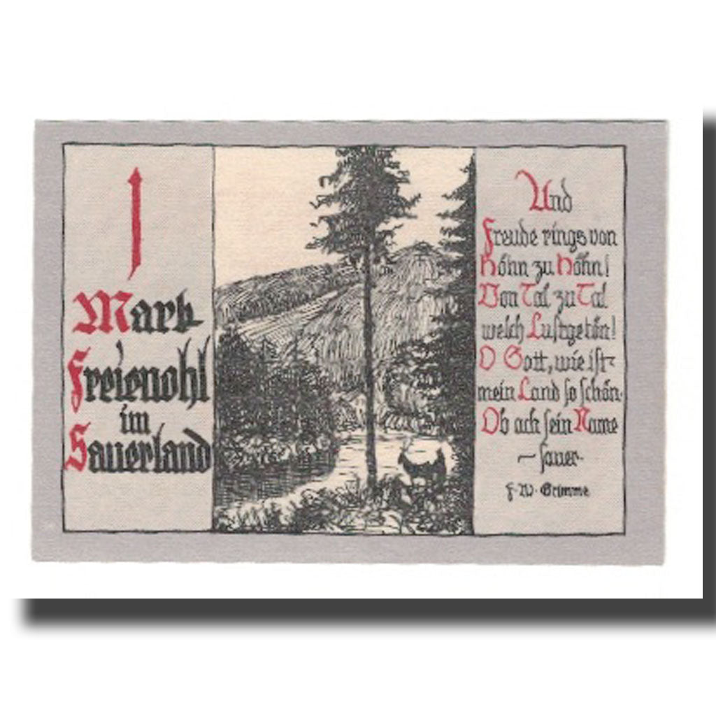 Banknote, Germany, Freienohl im Sauerland Freiheit, 1 Mark, paysage, AU(55-58)