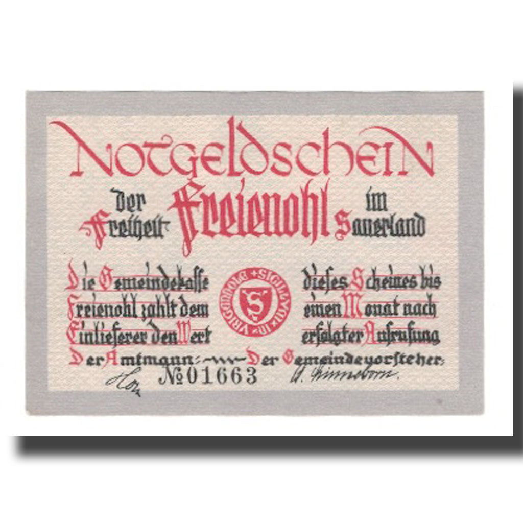 Banconote, Germania, Freienohl im Sauerland Freiheit, 1 Mark, paysage 1, SPL-