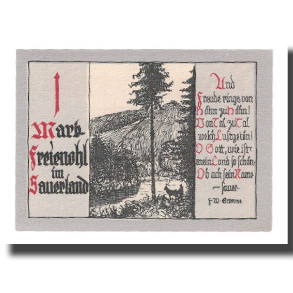 Banconote, Germania, Freienohl im Sauerland Freiheit, 1 Mark, paysage 1, SPL-