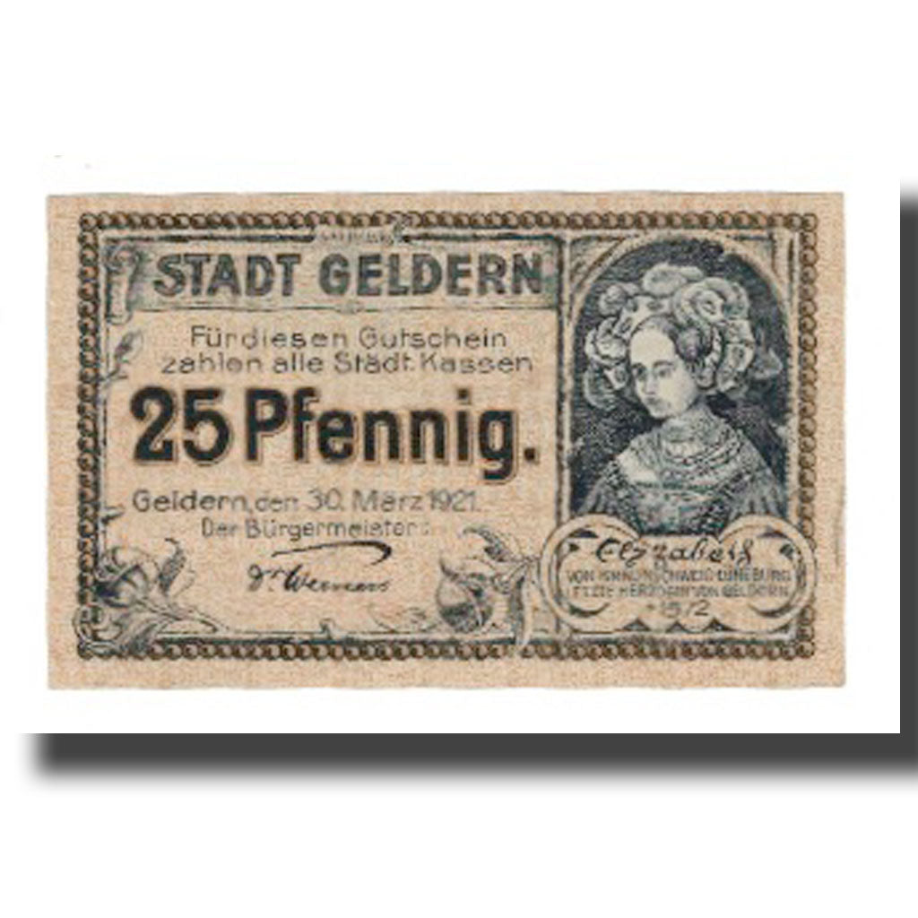 Banknote, Germany, Geldern Stadt, 25 Pfennig, texte 1, 1919, 1919-11-03