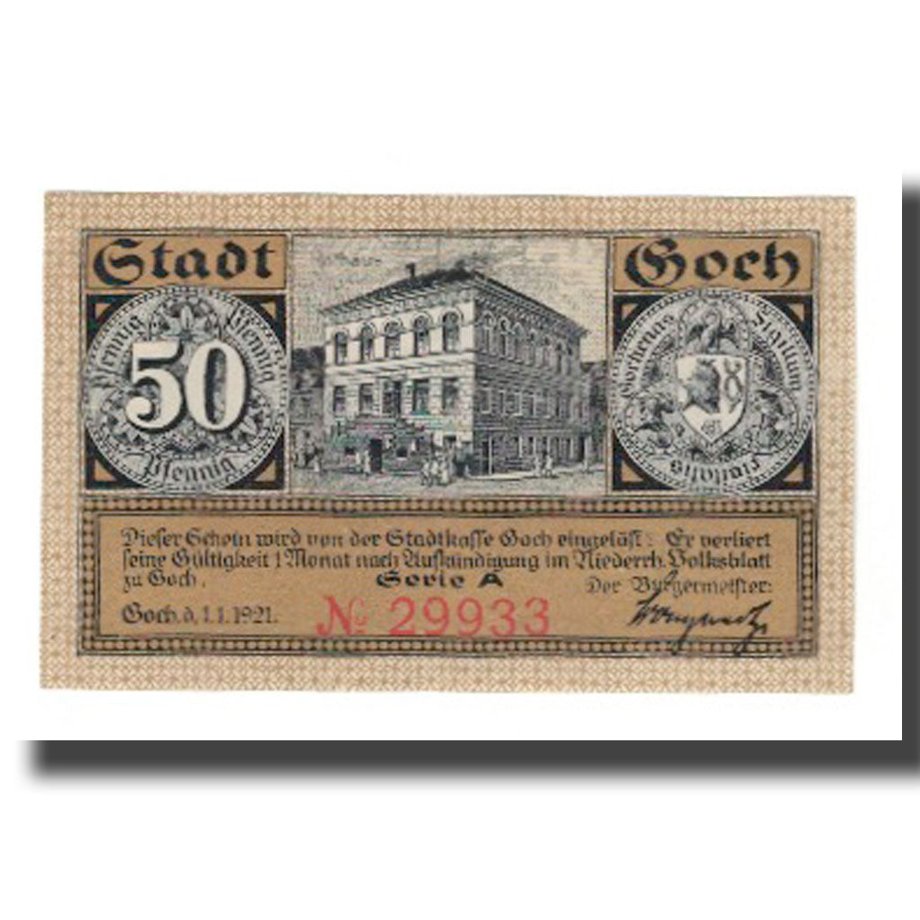 Banknote, Germany, Goch Stadt, 50 Pfennig, Batiment, 1921, 1921-01-01