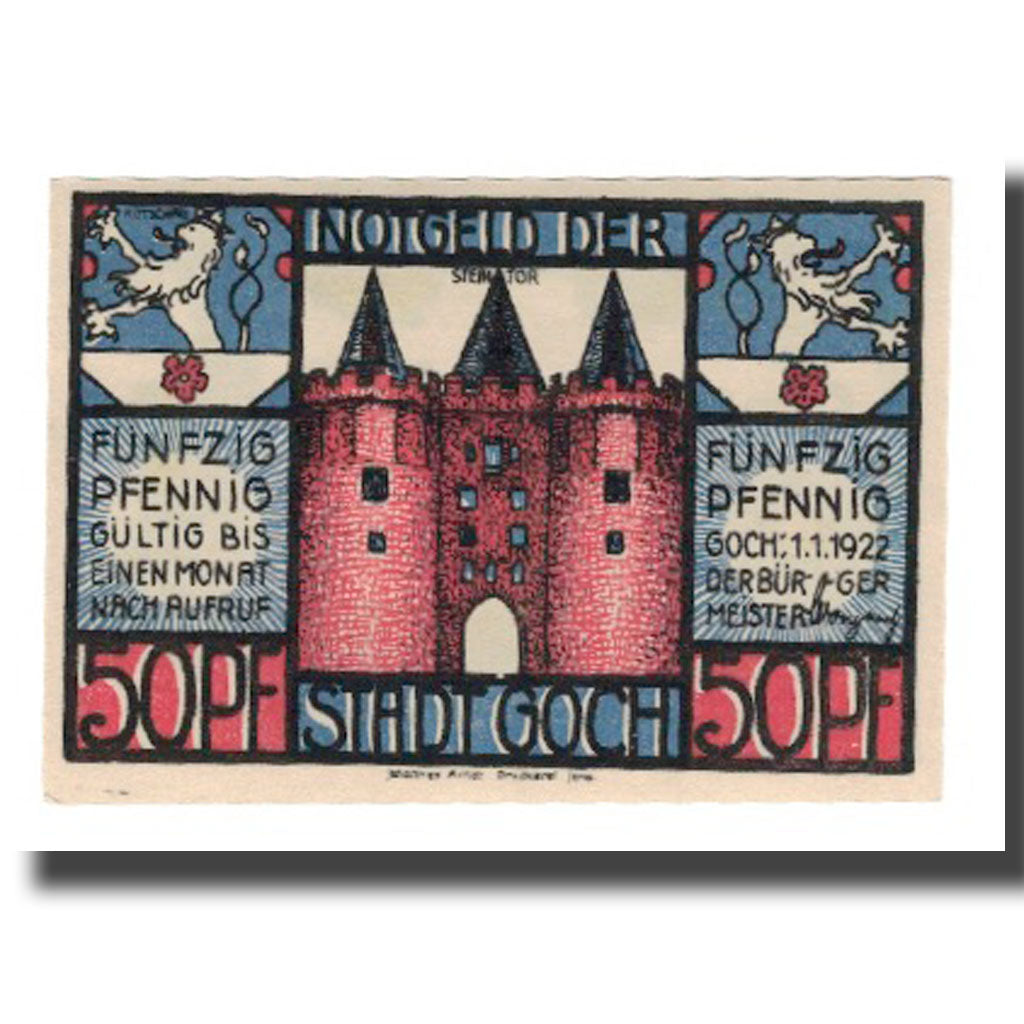 Geldschein, Deutschland, Goch Stadt, 50 Pfennig, personnage, 1922, 1922-01-01