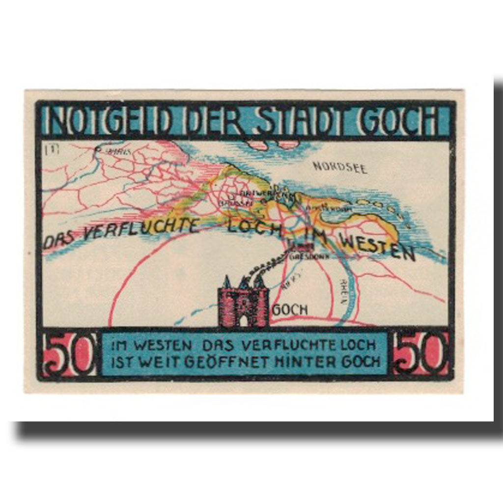 Banknote, Germany, Goch Stadt, 50 Pfennig, carte, 1922, 1922-01-01, AU(55-58)