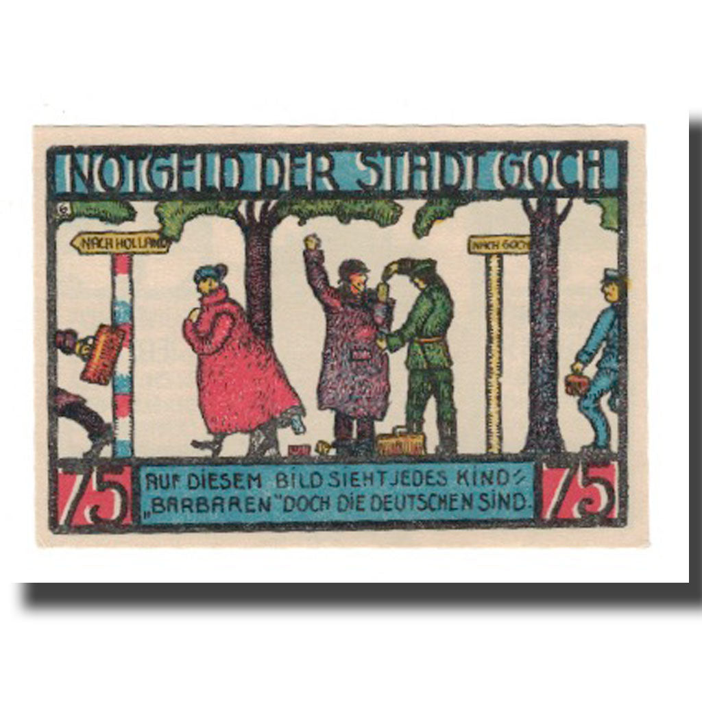 Geldschein, Deutschland, Goch Stadt, 75 Pfennig, personnage 3, 1922, 1922-01-01
