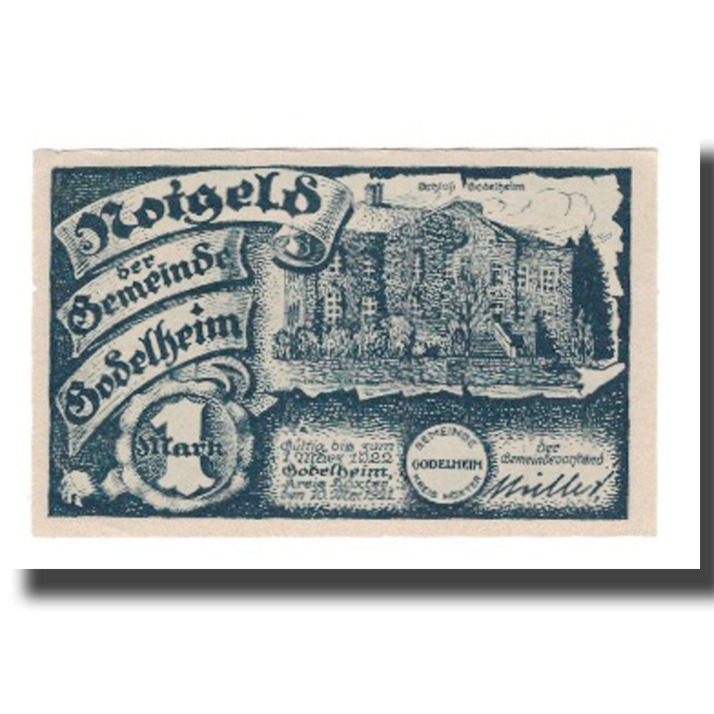 Banknote, Germany, Godelheim Gemeinde, 1 Mark, paysage, 1922, 1922-02-01