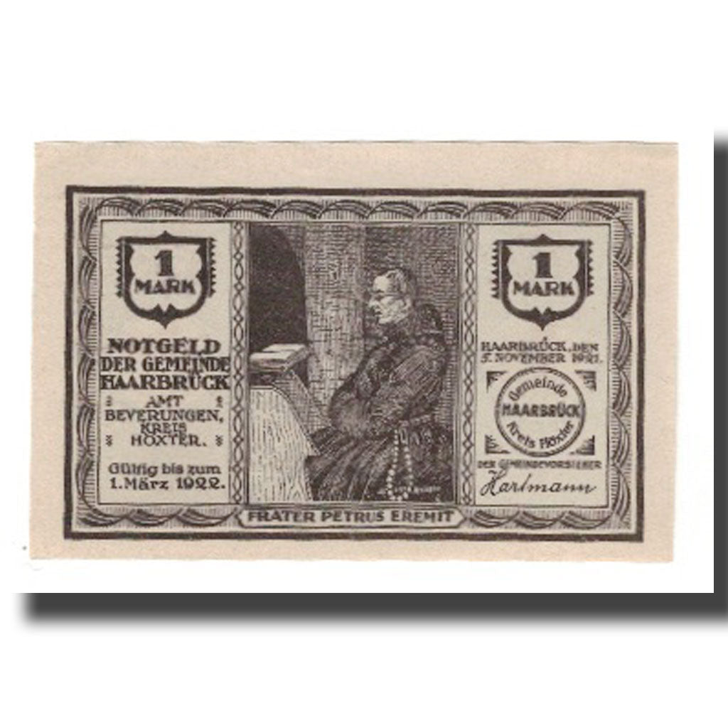 Banknote, Germany, Haarbrück Gemeinde, 1 Mark, Eglise, 1922, 1922-03-01