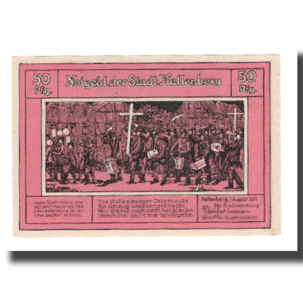 Banknote, Germany, Hallenberg Stadt, 50 Pfennig, paysage, 1921, 1921-08-01