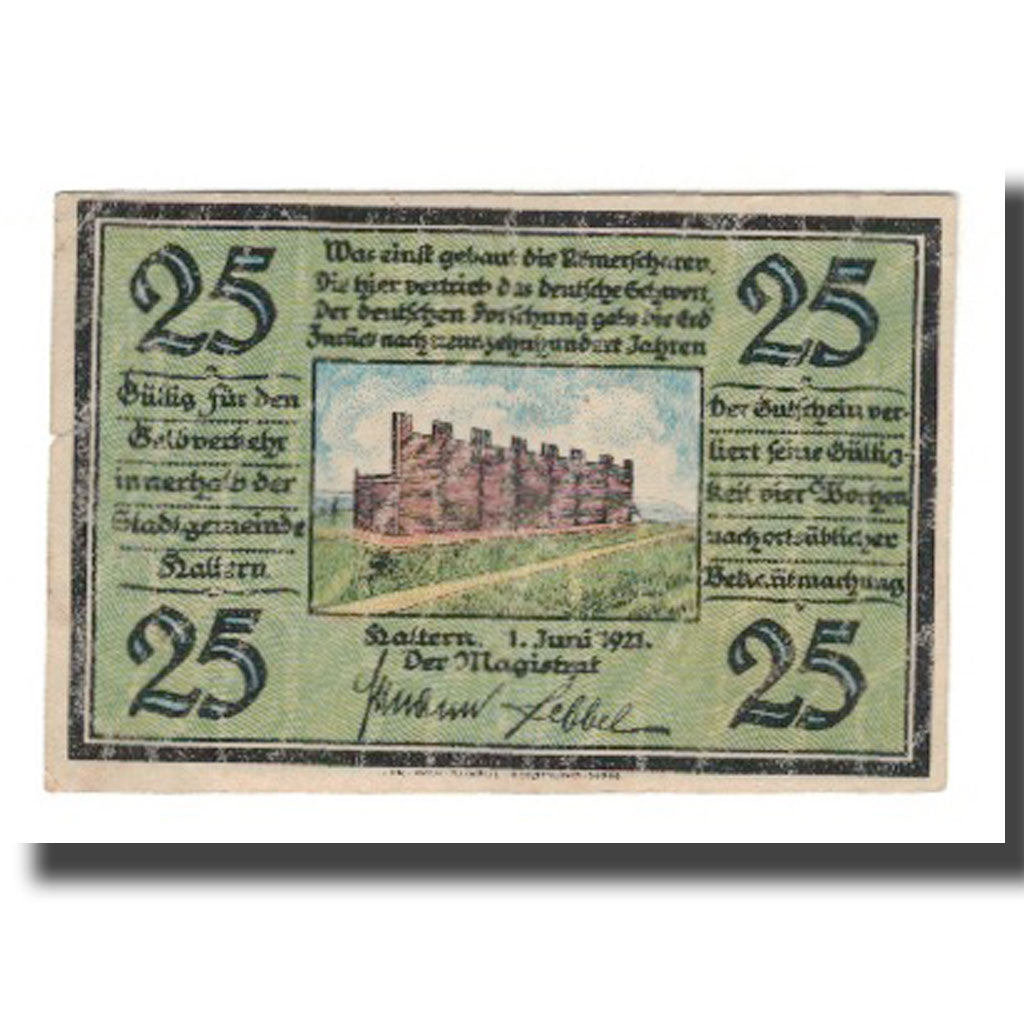 Billete, Alemania, Haltern Stadt, 25 Pfennig, personnage 2, 1921, 1921-06-01