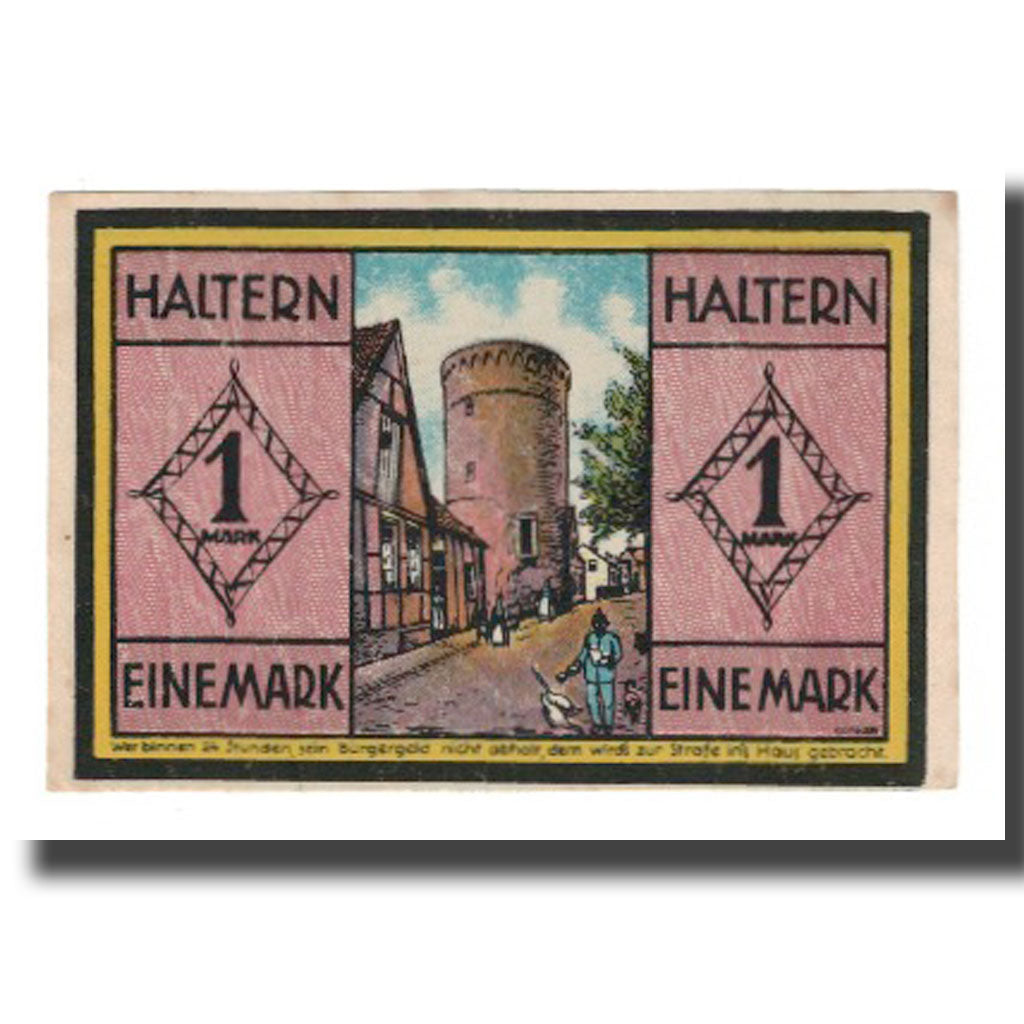 Banknote, Germany, Haltern Stadt, 1 Mark, rue 1, 1921, 1921-06-01, AU(55-58)