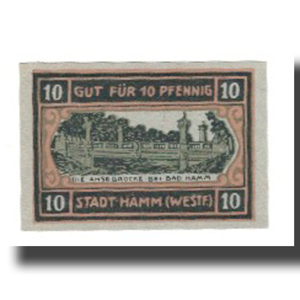 Banknote, Germany, Hamm Stadt, 10 Pfennig, pont, 1920, 1920-05-18, AU(55-58)