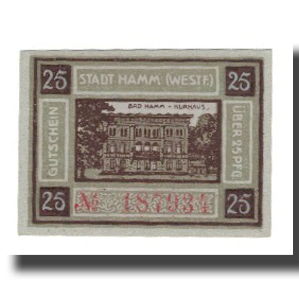 Banknote, Germany, Hamm Stadt, 25 Pfennig, Batiment, 1920, 1920-05-18