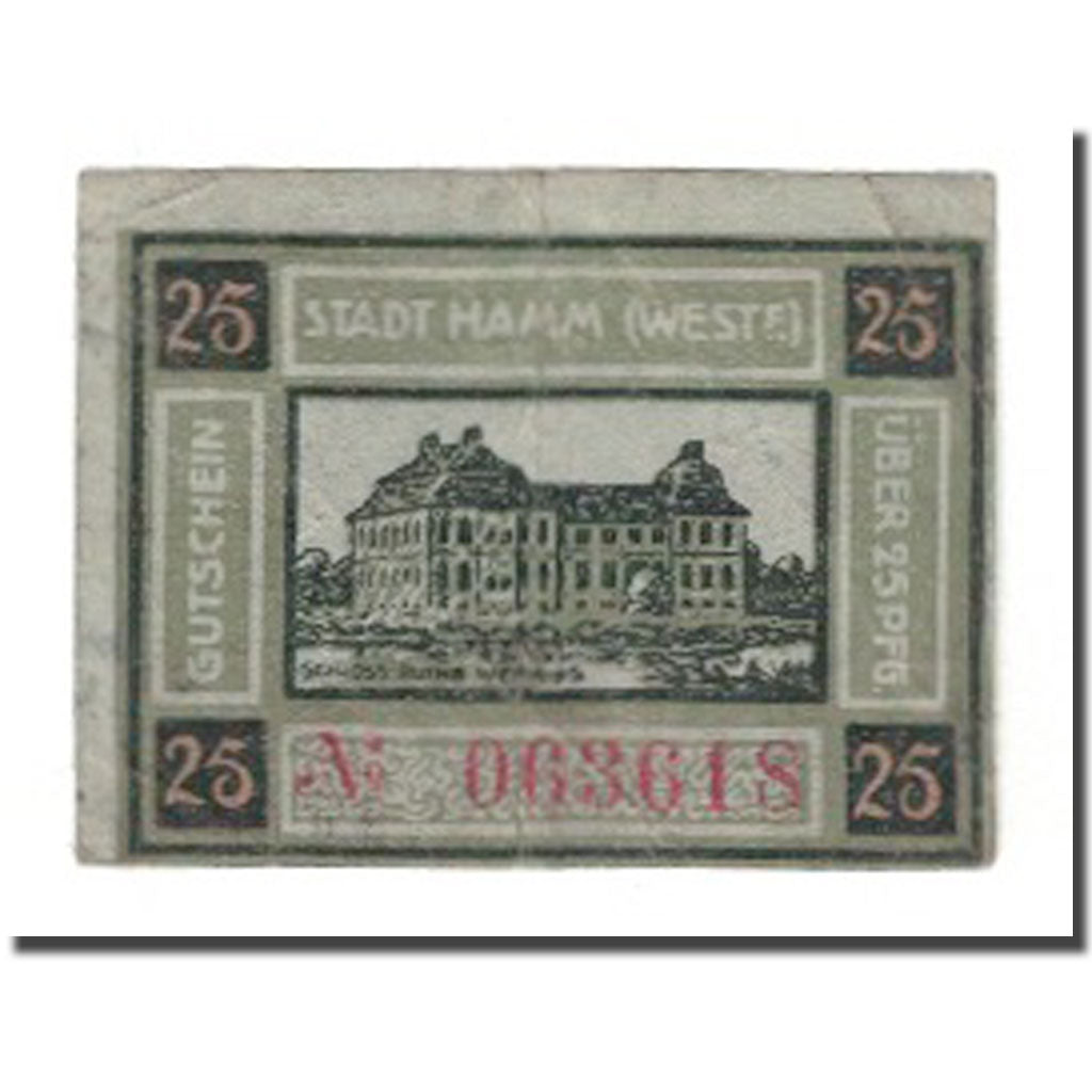 Banknote, Germany, Hamm Stadt, 25 Pfennig, batiment 1, 1920, 1920-05-18