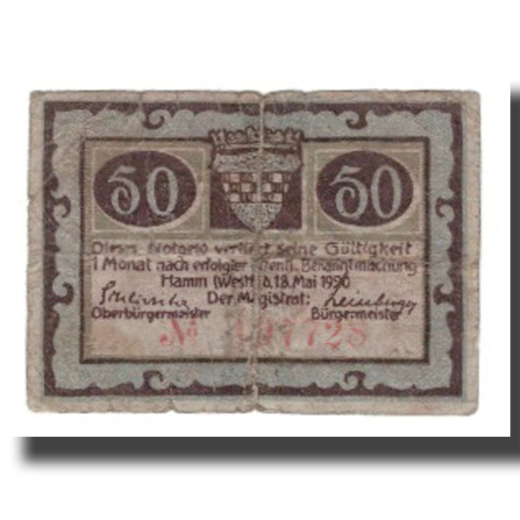 Geldschein, Deutschland, Hamm Stadt, 50 Pfennig, Batiment, 1920, 1920-05-18