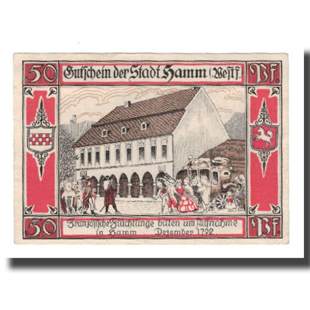 Banknote, Germany, Hamm Stadt, 50 Pfennig, rue, 1921, 1921-10-01, AU(55-58)