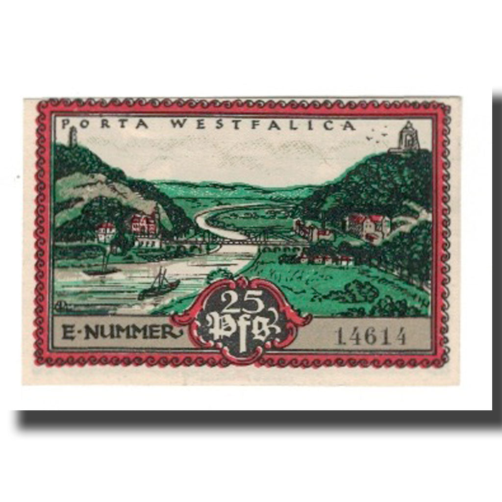 Banknot, Niemcy, Hausberge a. Weser Amtssparkasse, 25 Pfennig, paysage, 1921