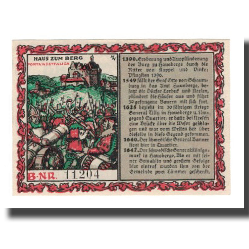 Banknote, Germany, Hausberge a. Weser Amtssparkasse, 50 Pfennig, personnage