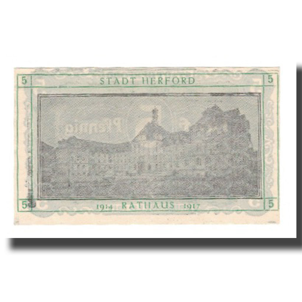 Banknote, Germany, Herford Stadt, 5 Pfennig, paysage, 1917, 1917-06-01