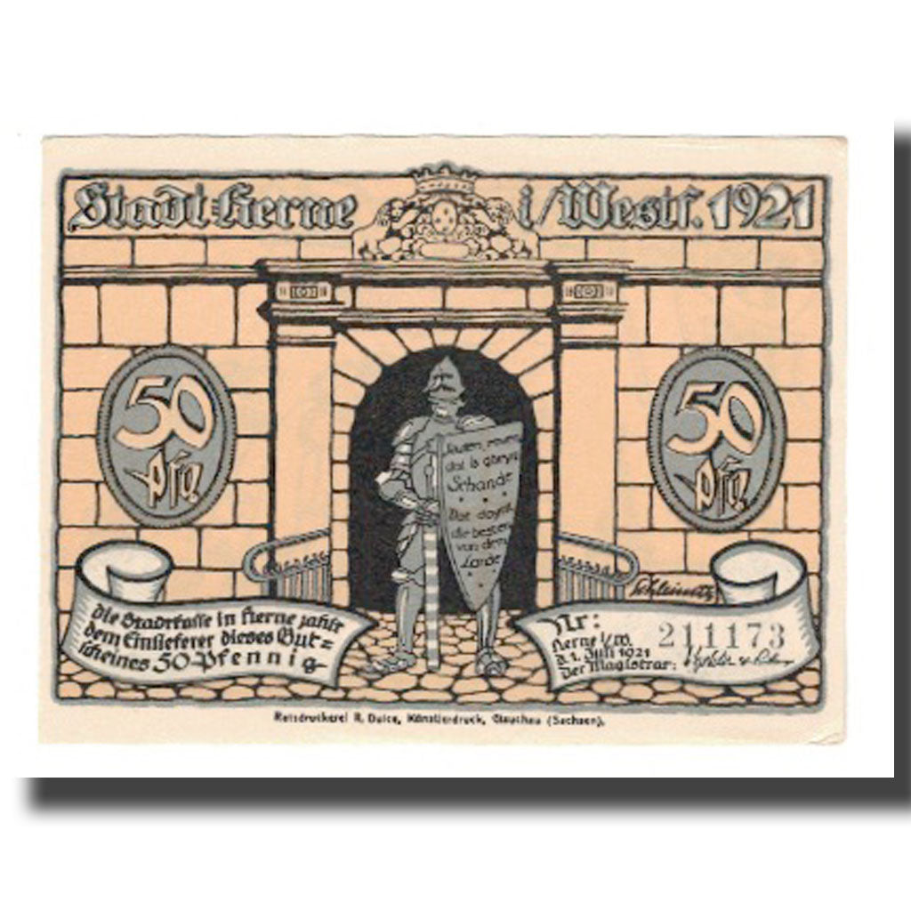 Banconote, Germania, Herne Stadt, 50 Pfennig, personnage 3, 1921, 1921-07-01