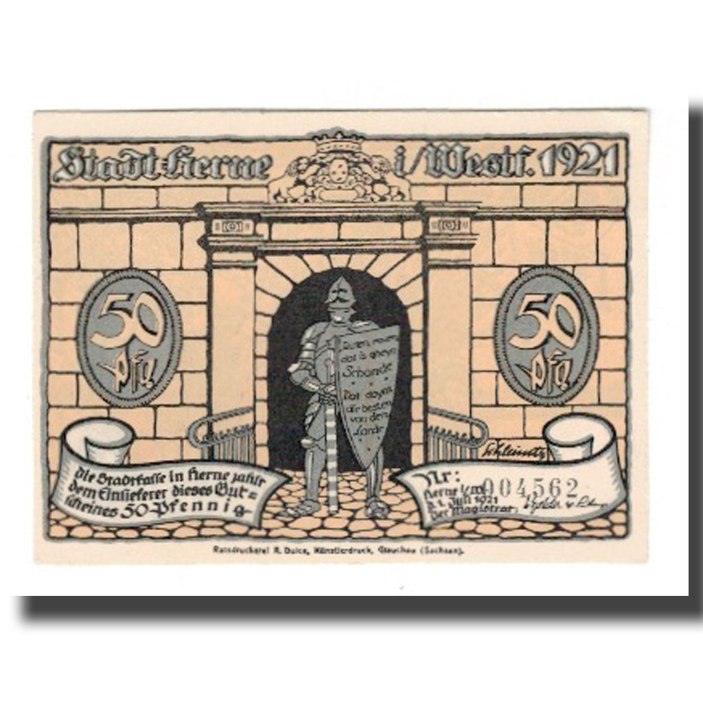 Banknot, Niemcy, Herne Stadt, 50 Pfennig, personnage 4, 1921, 1921-07-01