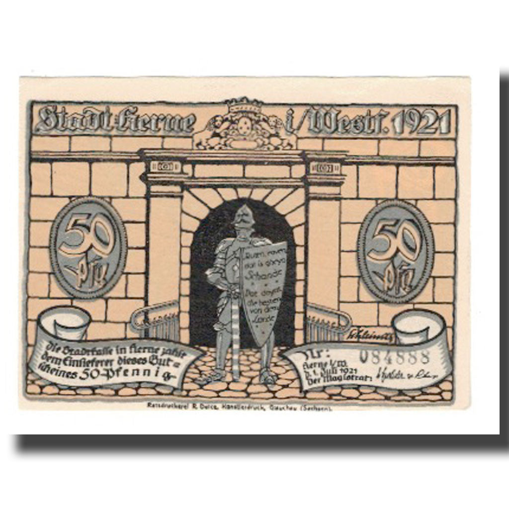 Geldschein, Deutschland, Herne Stadt, 50 Pfennig, personnage 6, 1921